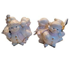 Lenox Skating by Candlelight Snowman Figurines Candleholders Christmas